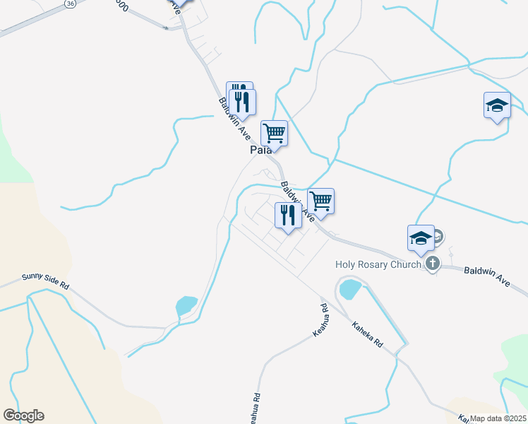 map of restaurants, bars, coffee shops, grocery stores, and more near 535 Pahika Street in Paia