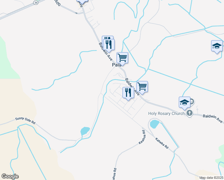 map of restaurants, bars, coffee shops, grocery stores, and more near 481 Kahua Place in Paia