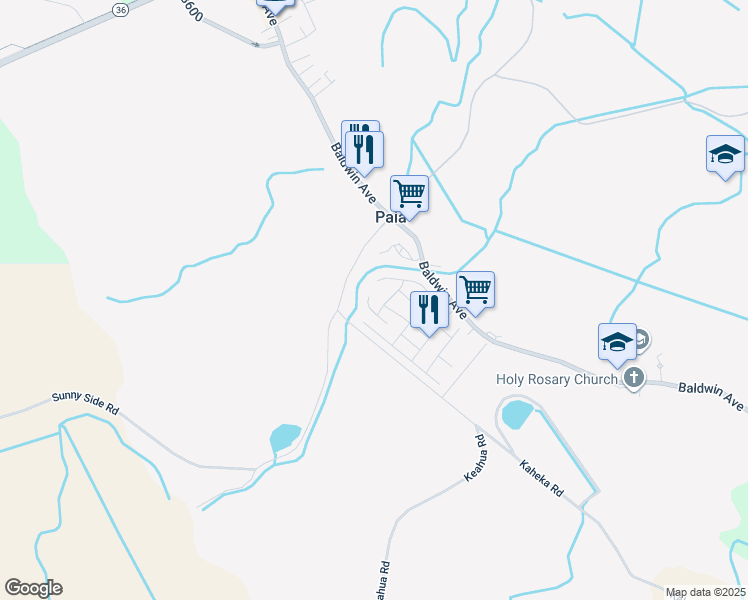map of restaurants, bars, coffee shops, grocery stores, and more near 481 Kahua Place in Paia