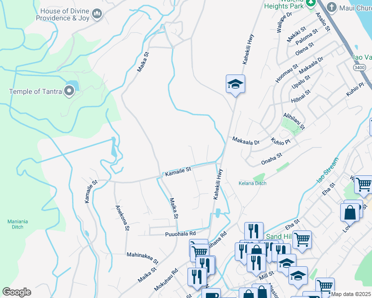 map of restaurants, bars, coffee shops, grocery stores, and more near 2002 Kamaile Street in Wailuku