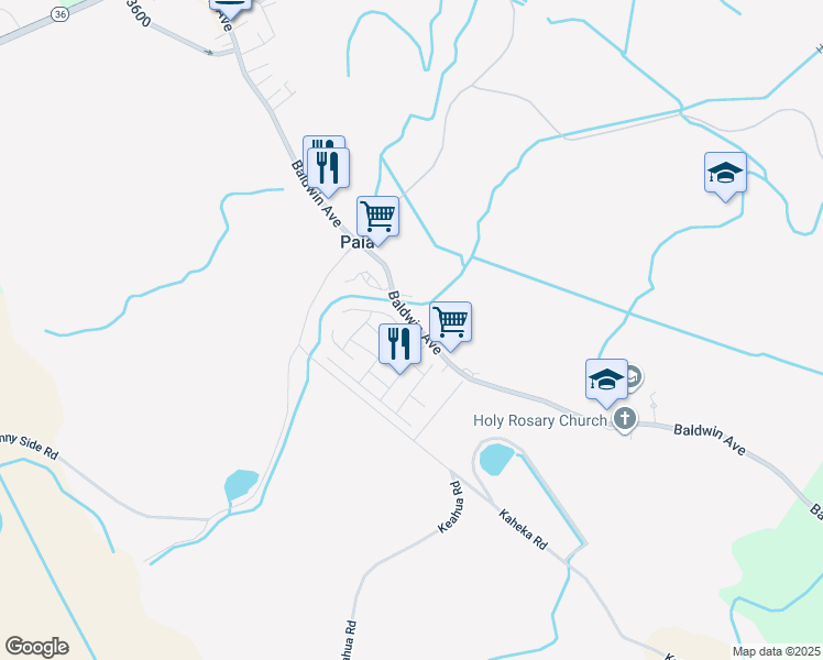map of restaurants, bars, coffee shops, grocery stores, and more near 563 Kuanana Street in Paia