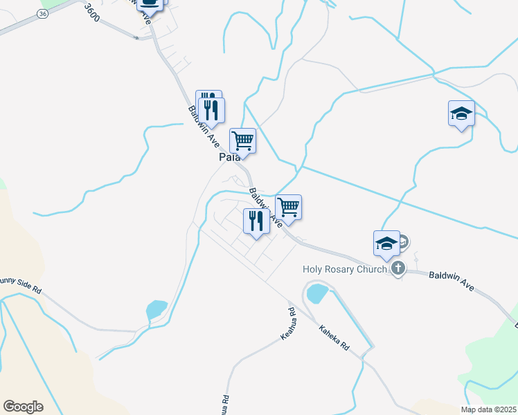 map of restaurants, bars, coffee shops, grocery stores, and more near 549 Kuanana Street in Paia