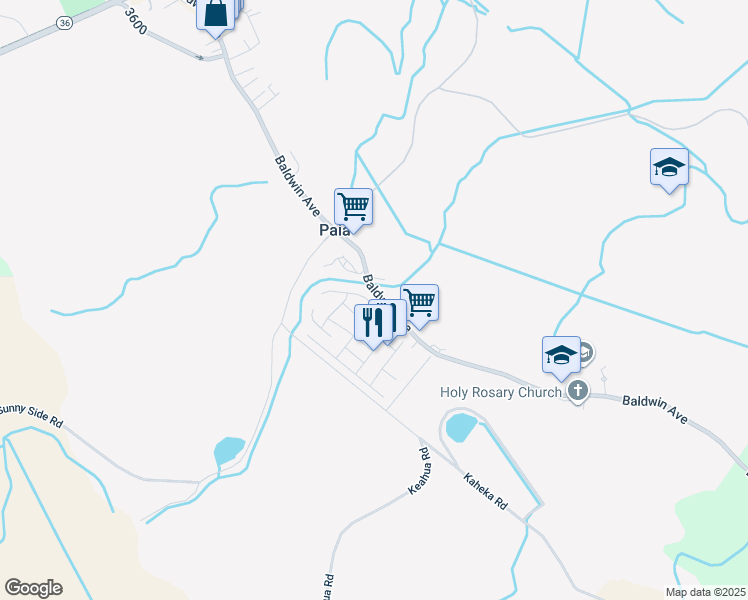 map of restaurants, bars, coffee shops, grocery stores, and more near 549 Kuanana Street in Paia