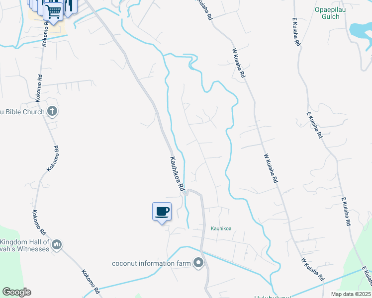 map of restaurants, bars, coffee shops, grocery stores, and more near 1350 Hog Back Road in Haiku-Pauwela