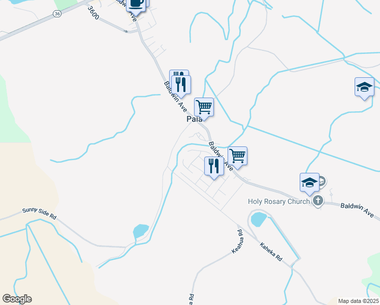 map of restaurants, bars, coffee shops, grocery stores, and more near 478 Kuanana Street in Paia
