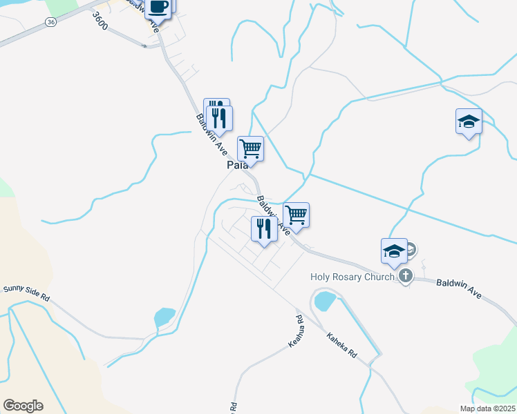 map of restaurants, bars, coffee shops, grocery stores, and more near 531 Kuanana Street in Paia