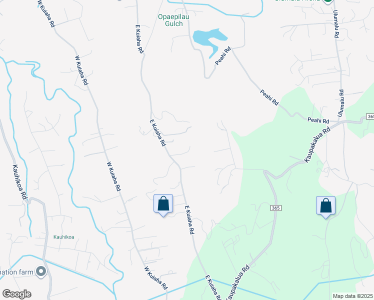 map of restaurants, bars, coffee shops, grocery stores, and more near 55 Oluolumau Place in Haiku-Pauwela
