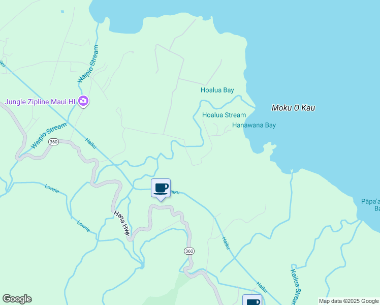 map of restaurants, bars, coffee shops, grocery stores, and more near 440 Huelo Road in Maui County