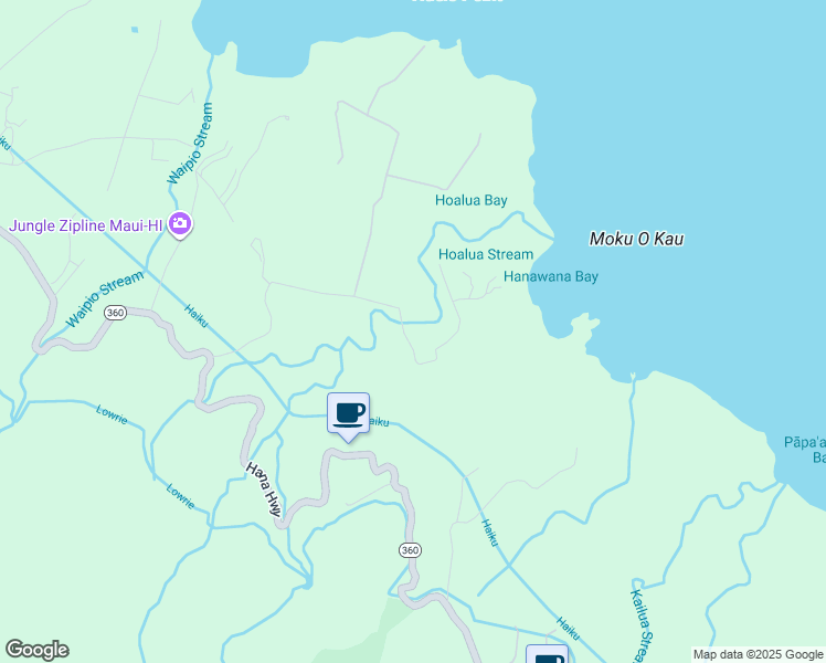 map of restaurants, bars, coffee shops, grocery stores, and more near 440 Huelo Road in Maui County