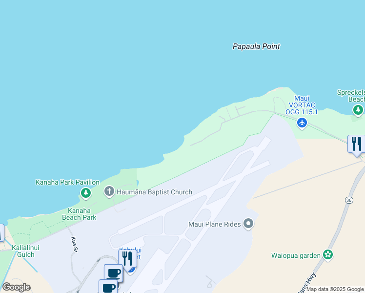 map of restaurants, bars, coffee shops, grocery stores, and more near 602 Stable Road in Paia
