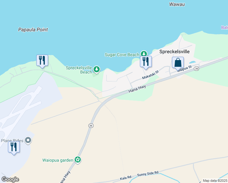 map of restaurants, bars, coffee shops, grocery stores, and more near 1042 Kapukaulua Place in Paia