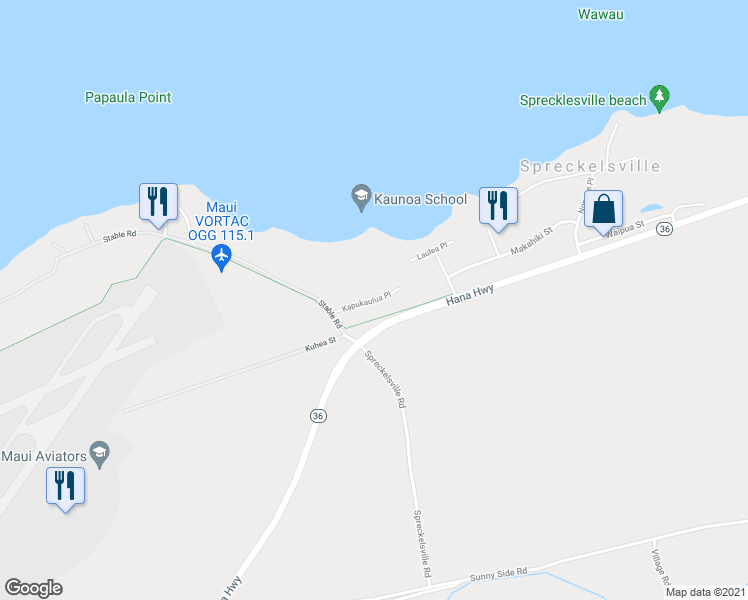 map of restaurants, bars, coffee shops, grocery stores, and more near Kapukaulua Place in Maui County