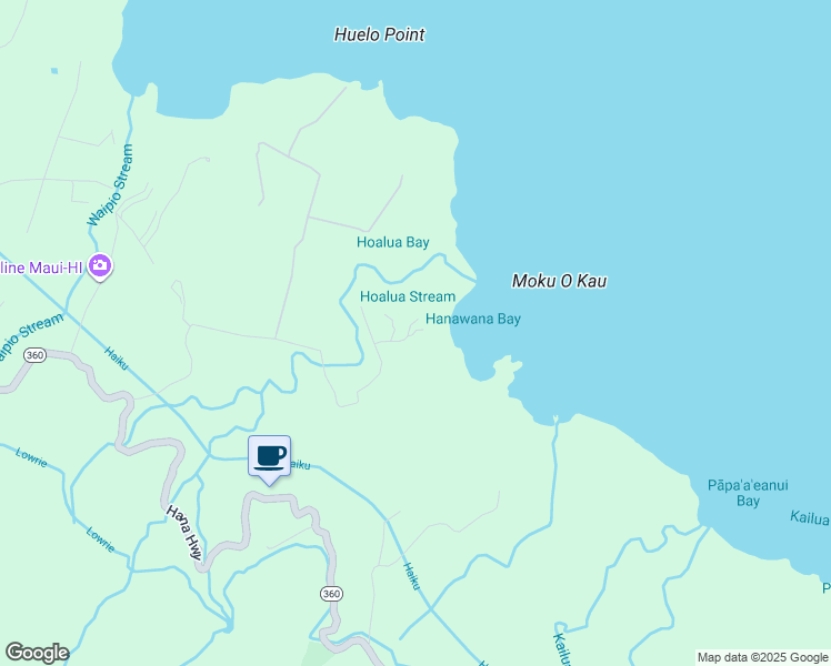 map of restaurants, bars, coffee shops, grocery stores, and more near 668 Huelo Road in Maui County