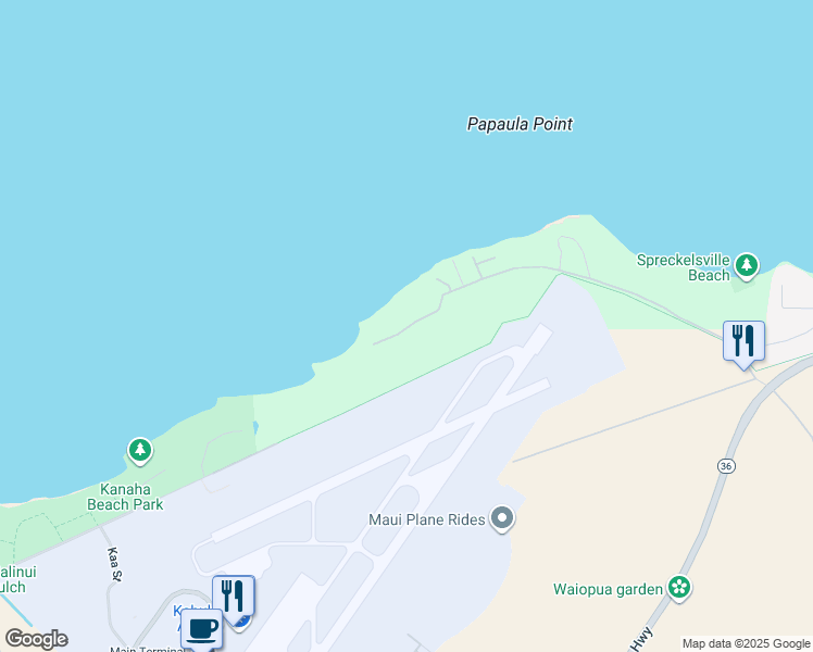 map of restaurants, bars, coffee shops, grocery stores, and more near 598 Stable Road in Paia
