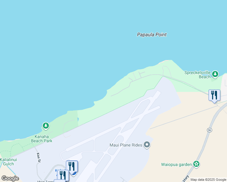 map of restaurants, bars, coffee shops, grocery stores, and more near 600 Stable Road in Paia
