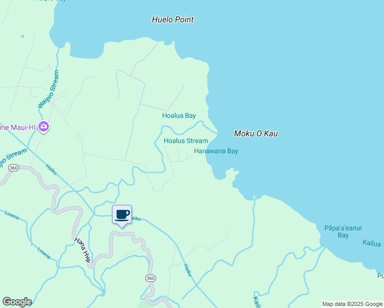 map of restaurants, bars, coffee shops, grocery stores, and more near 664 Huelo Road in Maui County