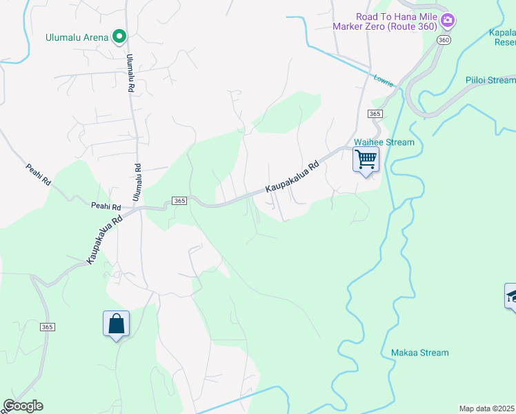 map of restaurants, bars, coffee shops, grocery stores, and more near 605 Kaupakalua Road in Maui County