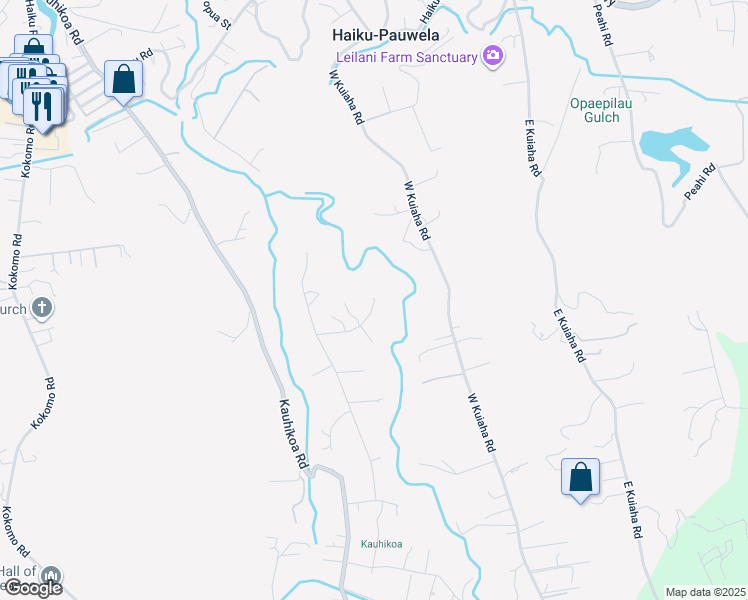 map of restaurants, bars, coffee shops, grocery stores, and more near 0 Laa Kea Place in Haiku-Pauwela