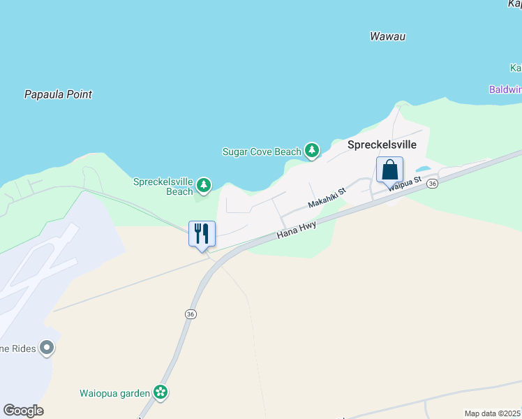 map of restaurants, bars, coffee shops, grocery stores, and more near 464 Laulea Place in Paia