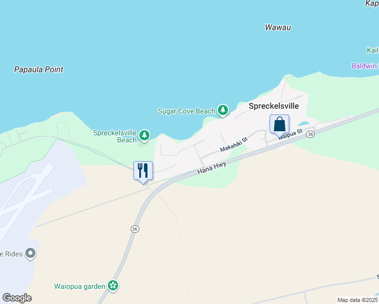 map of restaurants, bars, coffee shops, grocery stores, and more near 464 Laulea Place in Paia
