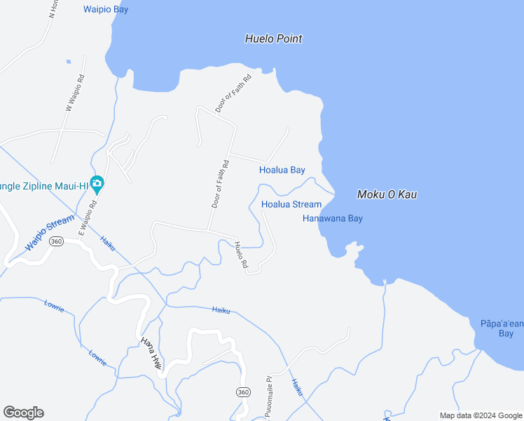 map of restaurants, bars, coffee shops, grocery stores, and more near 668 Huelo Road in Maui County