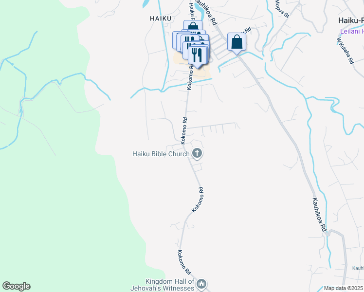 map of restaurants, bars, coffee shops, grocery stores, and more near 100 Hekuawa Street in Haiku-Pauwela