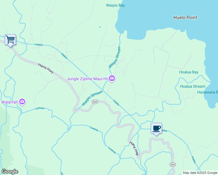 map of restaurants, bars, coffee shops, grocery stores, and more near 115 East Waipio Road in Maui County
