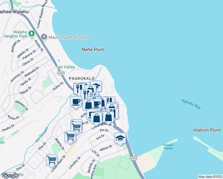 map of restaurants, bars, coffee shops, grocery stores, and more near 451 Kanai Place in Wailuku