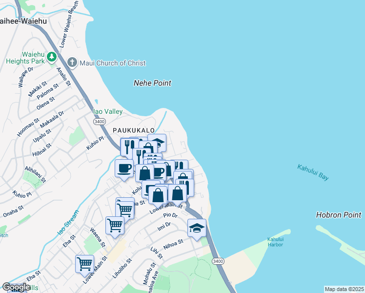 map of restaurants, bars, coffee shops, grocery stores, and more near 451 Kanai Place in Wailuku