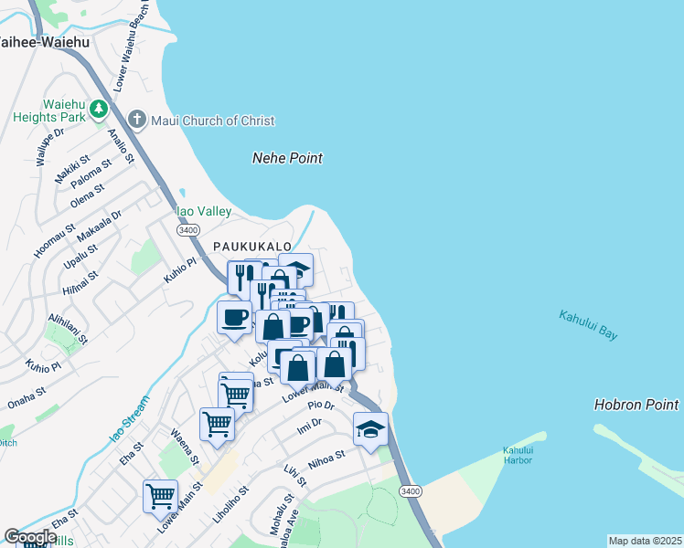 map of restaurants, bars, coffee shops, grocery stores, and more near 471 Kanai Place in Wailuku