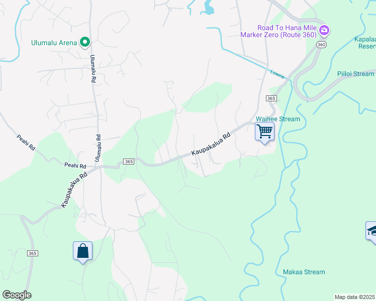 map of restaurants, bars, coffee shops, grocery stores, and more near 585 Kaupakalua Road in Maui County