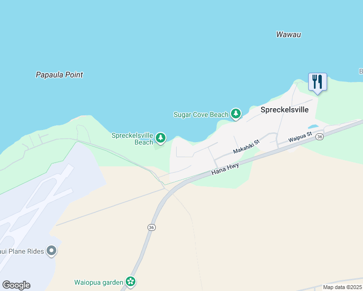 map of restaurants, bars, coffee shops, grocery stores, and more near 477 Laulea Place in Paia