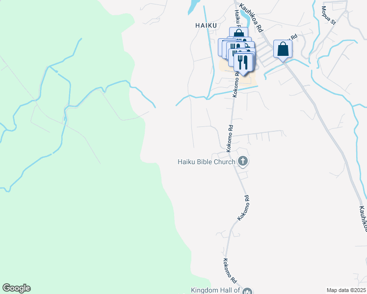 map of restaurants, bars, coffee shops, grocery stores, and more near 1078 Auwaha Street in Haiku-Pauwela