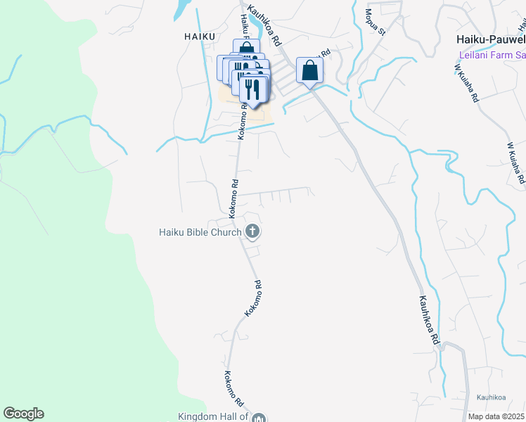 map of restaurants, bars, coffee shops, grocery stores, and more near 2556 Alohia Place in Haiku-Pauwela
