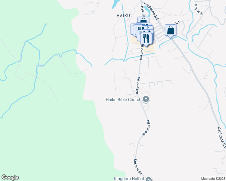 map of restaurants, bars, coffee shops, grocery stores, and more near 1078 Auwaha Street in Haiku-Pauwela