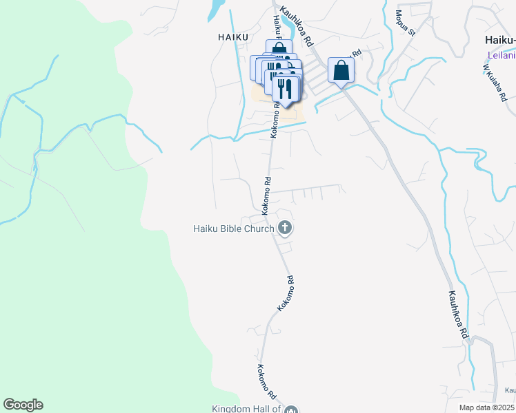 map of restaurants, bars, coffee shops, grocery stores, and more near 100 Hekuawa Street in Haiku-Pauwela