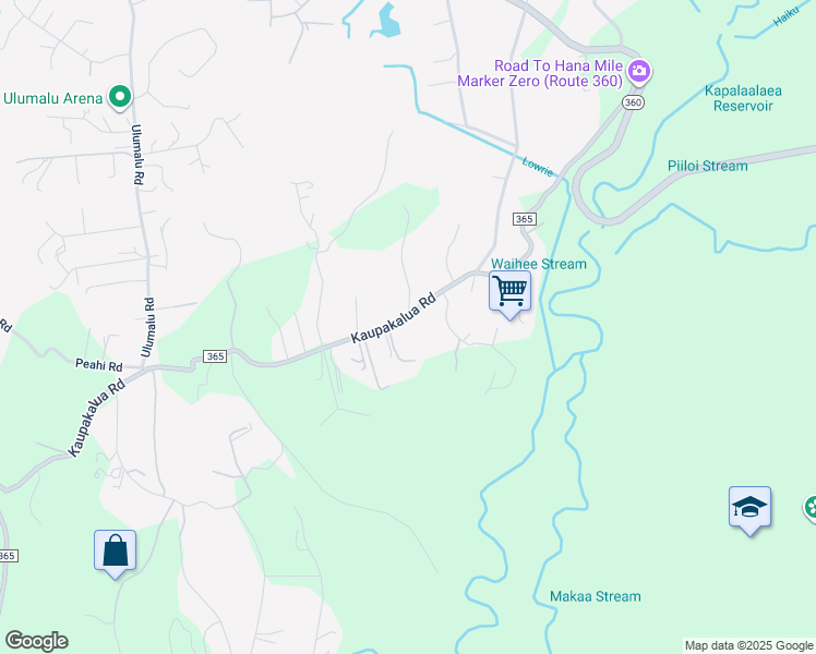 map of restaurants, bars, coffee shops, grocery stores, and more near 499 Kaupakalua Road in Maui County