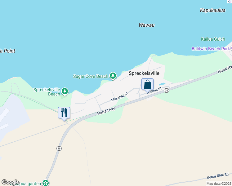 map of restaurants, bars, coffee shops, grocery stores, and more near 320 Paani Place in Paia
