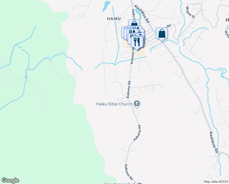 map of restaurants, bars, coffee shops, grocery stores, and more near 1041 Auwaha Street in Haiku-Pauwela