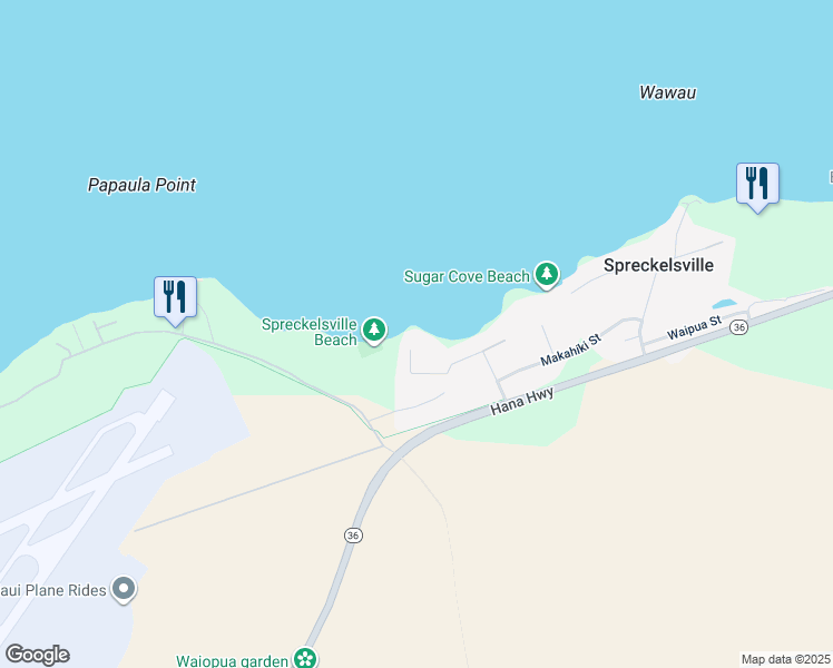 map of restaurants, bars, coffee shops, grocery stores, and more near 477 Laulea Place in Paia