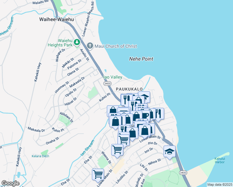 map of restaurants, bars, coffee shops, grocery stores, and more near 701 Kaae Road in Wailuku