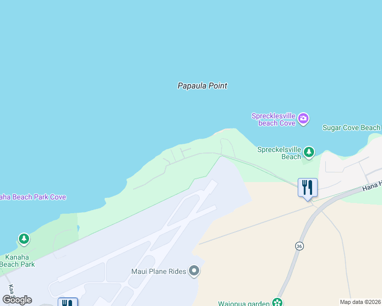 map of restaurants, bars, coffee shops, grocery stores, and more near 581 Stable Road in Paia