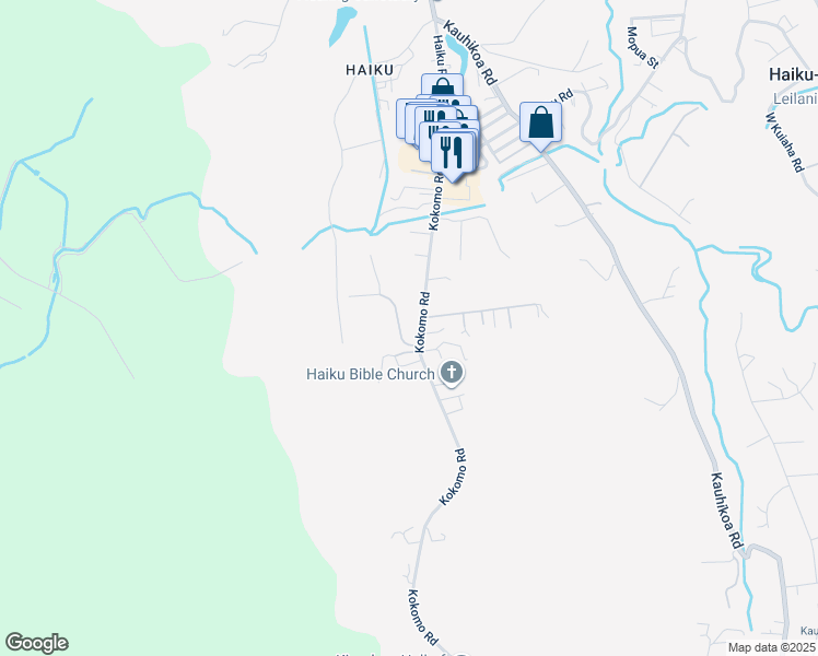 map of restaurants, bars, coffee shops, grocery stores, and more near 160 Hekuawa Street in Haiku-Pauwela