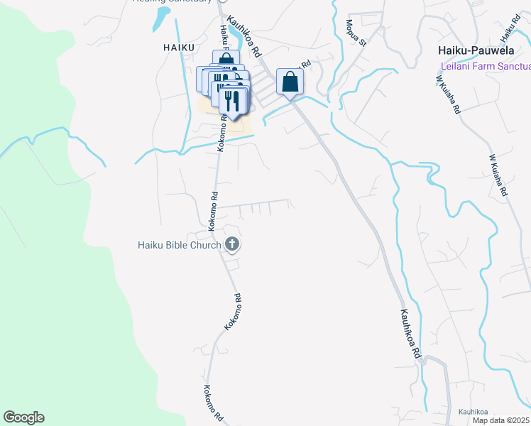 map of restaurants, bars, coffee shops, grocery stores, and more near 2600 Alohia Place in Haiku-Pauwela