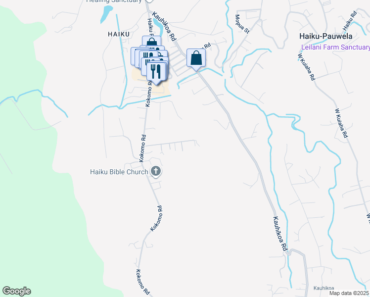 map of restaurants, bars, coffee shops, grocery stores, and more near 2626 Alohia Place in Haiku-Pauwela