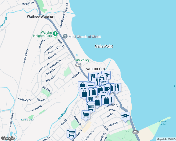map of restaurants, bars, coffee shops, grocery stores, and more near 698 Kaae Road in Wailuku