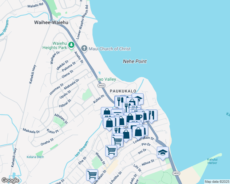 map of restaurants, bars, coffee shops, grocery stores, and more near 700 Kaae Road in Wailuku