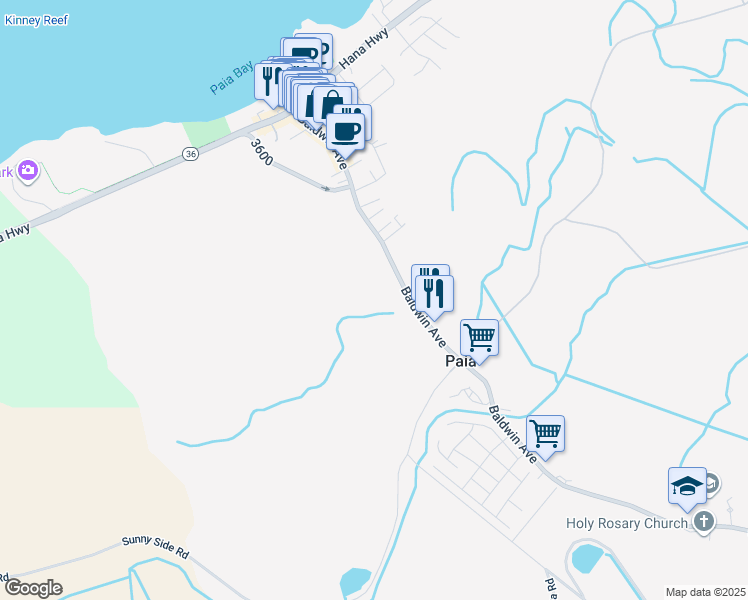 map of restaurants, bars, coffee shops, grocery stores, and more near Kapukaulua Place in Maui County