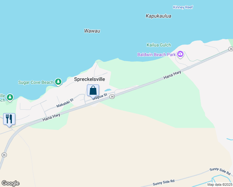 map of restaurants, bars, coffee shops, grocery stores, and more near 10 Ulupua Place in Paia