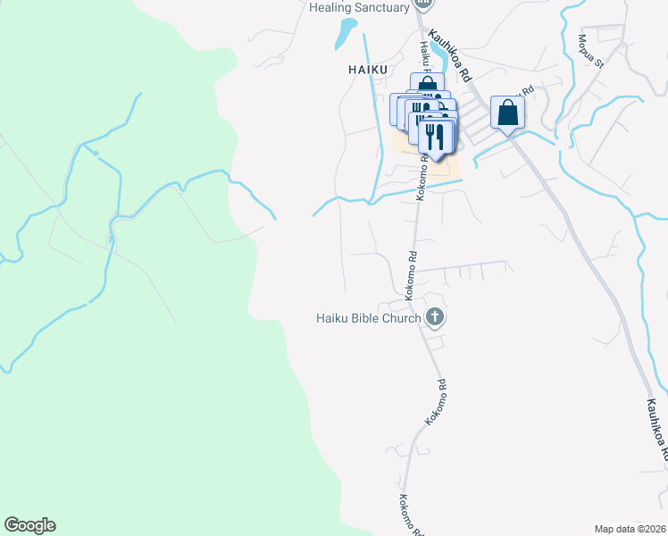 map of restaurants, bars, coffee shops, grocery stores, and more near 262 Hekuawa Street in Haiku-Pauwela